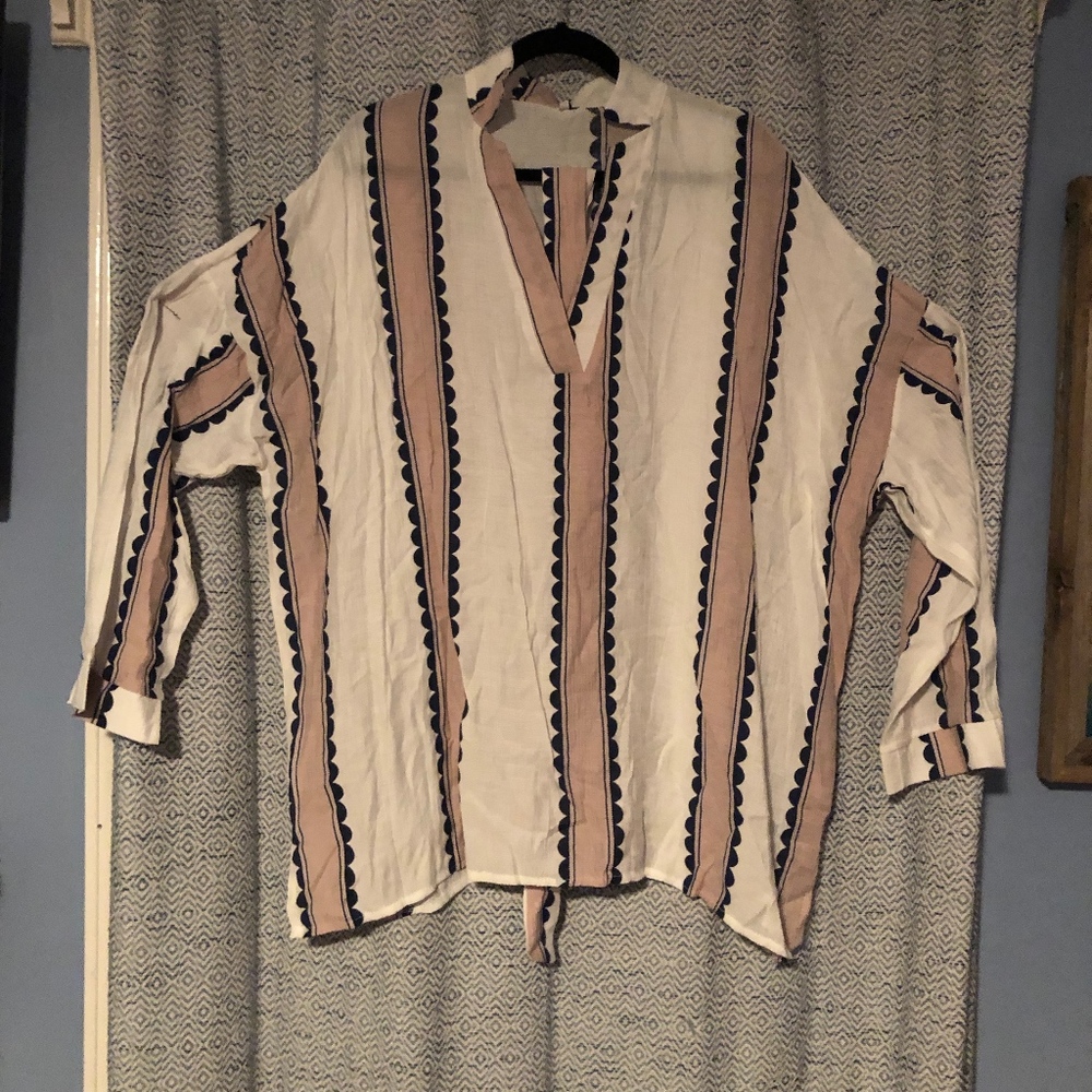 Linen Tunic with Pink and Blue Accents